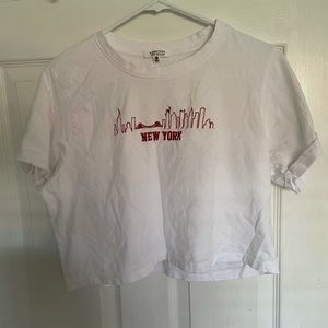 White New York Crop Top